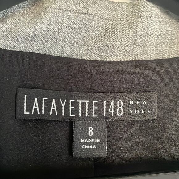Lafayette 148 Gray Virgin Wool 2 Button Blazer Size 8 Office School Classic Twee - Picture 7 of 8